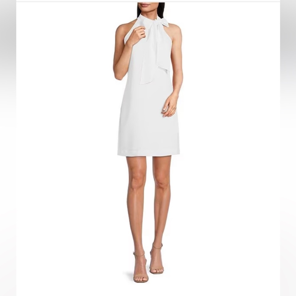 White Vince Camino Bow Neck Dress